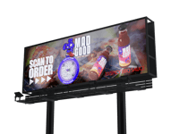 a billboard with a picture of a hot dog on it