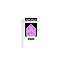 a purple house for sale sign on a black background