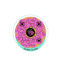a pink donut with a qr code on it